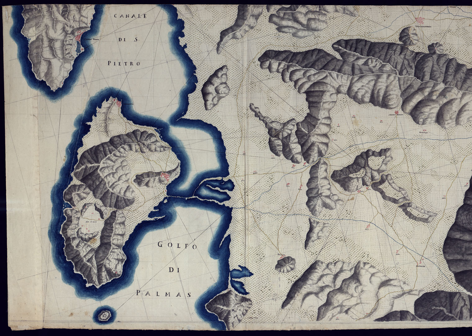(N:6038) SARDEGNA, PARTE SUD-OVEST - FOGLIO 3. (CA000507, CA000508, CA000509) Carte e stampe antiche: riproduzione a colori su carta (formato A1)