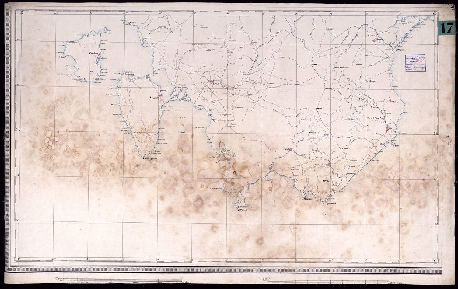 (N:5980) ISOLA DI SARDEGNA - FOGLIO 11. (CA000524) Carte e stampe antiche: riproduzione a colori su carta (formato A1)