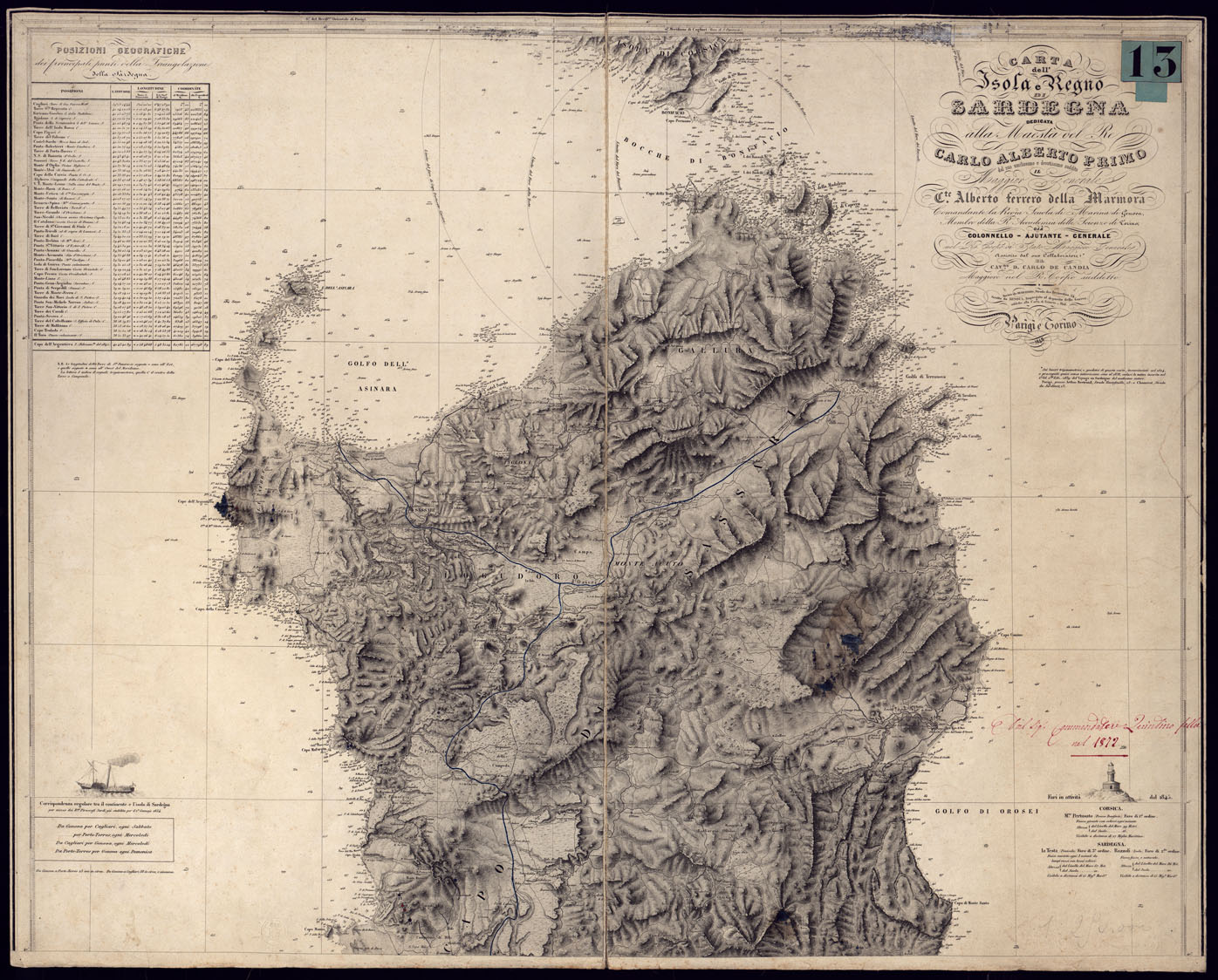 (N:23057) CARTA DELL'ISOLA E REGNO DI SARDEGNA - FOGLIO NORD. (CA000672) Carte e stampe antiche: riproduzione a colori su carta (formato A1)