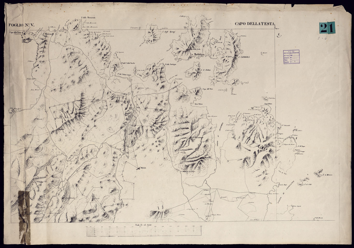 (N:23068) ATLANTE DELL'ISOLA DI SARDEGNA - FOGLIO V CAPO DELLA TESTA. (CA000706) Carte e stampe antiche: riproduzione a colori su carta (formato A1)