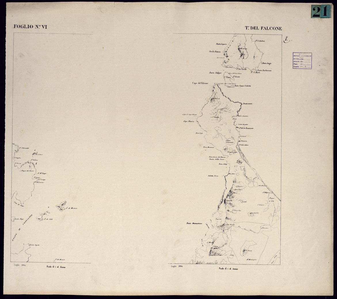 (N:23069) ATLANTE DELL'ISOLA DI SARDEGNA - FOGLIO VI TORRE DEL FALCONE. (CA000707) Carte e stampe antiche: riproduzione a colori su carta (formato A1)