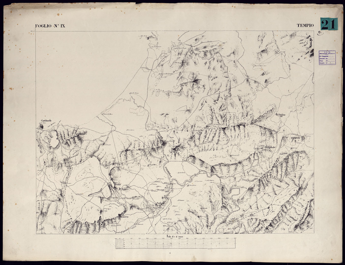 (N:23071) ATLANTE DELL'ISOLA DI SARDEGNA - FOGLIO IX TEMPIO. (CA000709) Carte e stampe antiche: riproduzione a colori su carta (formato A1)
