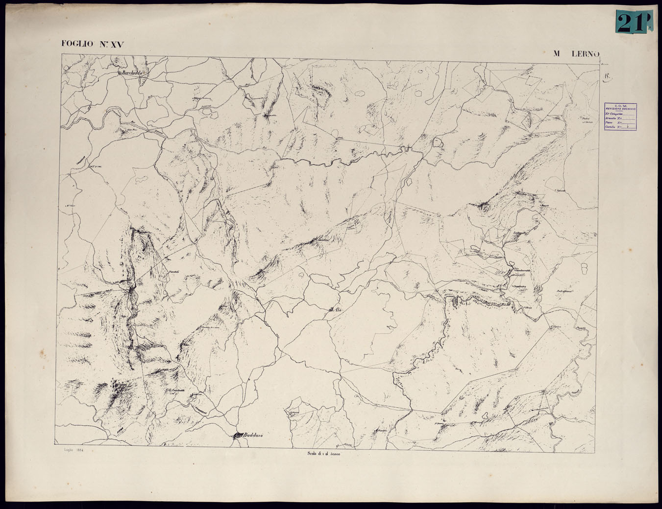 (N:23077) ATLANTE DELL'ISOLA DI SARDEGNA - FOGLIO XV MONTE LERNO. (CA000715) Carte e stampe antiche: riproduzione a colori su carta (formato A1)