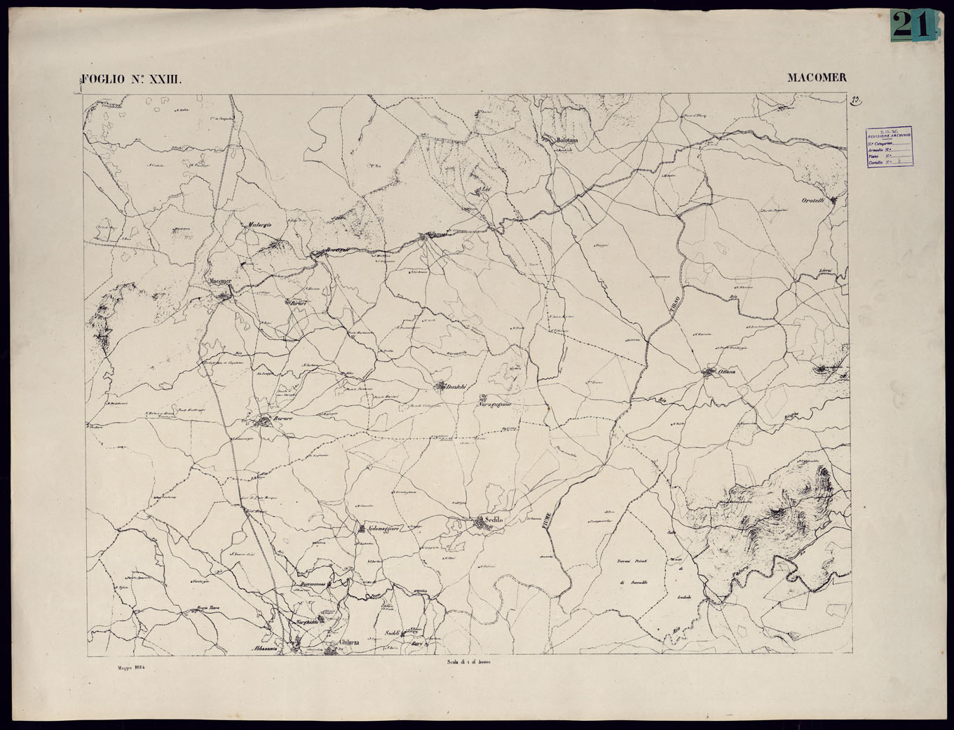 (N:23084) ATLANTE DELL'ISOLA DI SARDEGNA - FOGLIO XXIII MACOMER. (CA000722) Carte e stampe antiche: riproduzione a colori su carta (formato A1)
