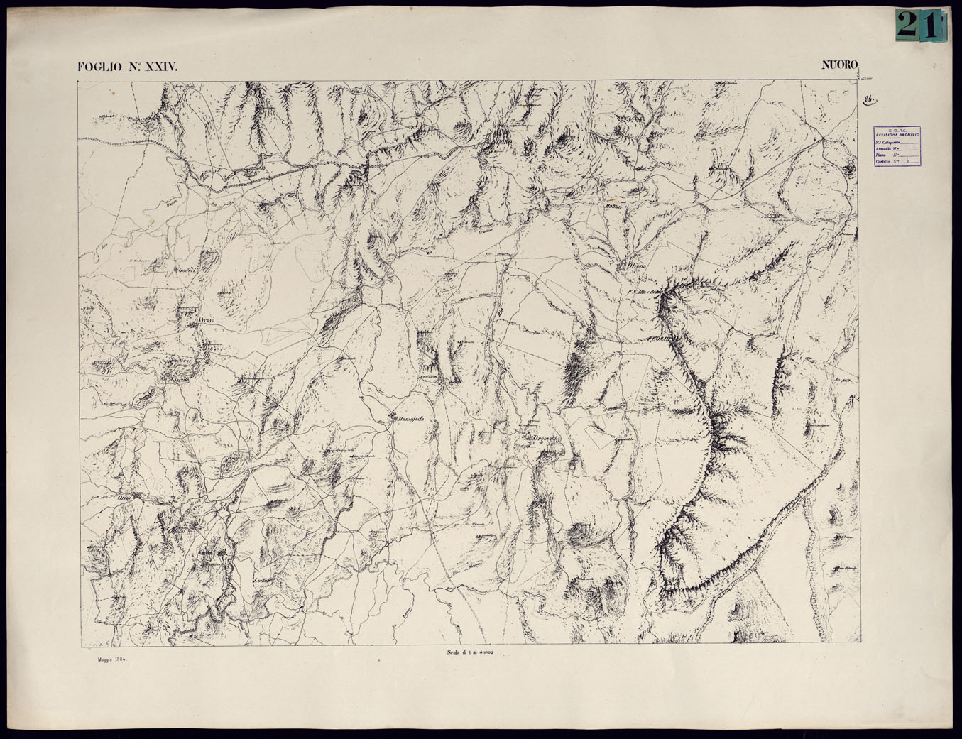 (N:23085) ATLANTE DELL'ISOLA DI SARDEGNA - FOGLIO XXIV NUORO. (CA000723) Carte e stampe antiche: riproduzione a colori su carta (formato A1)