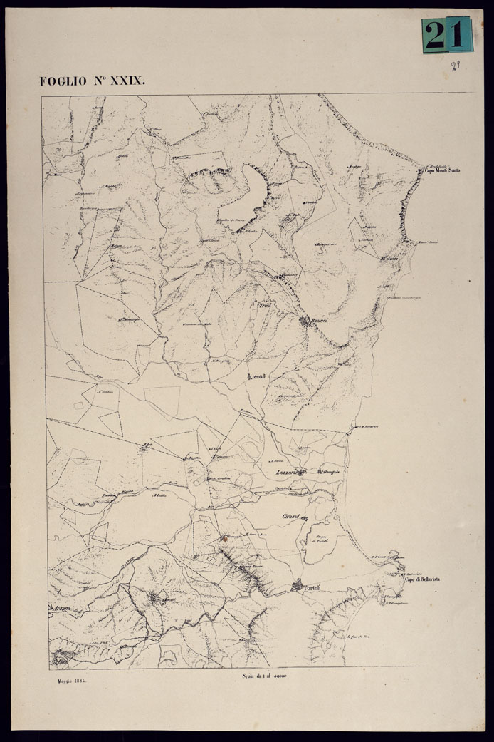 (N:23090) ATLANTE DELL'ISOLA DI SARDEGNA - FOGLIO XXIX BAUNEI. (CA000728) Carte e stampe antiche: riproduzione a colori su carta (formato A1)
