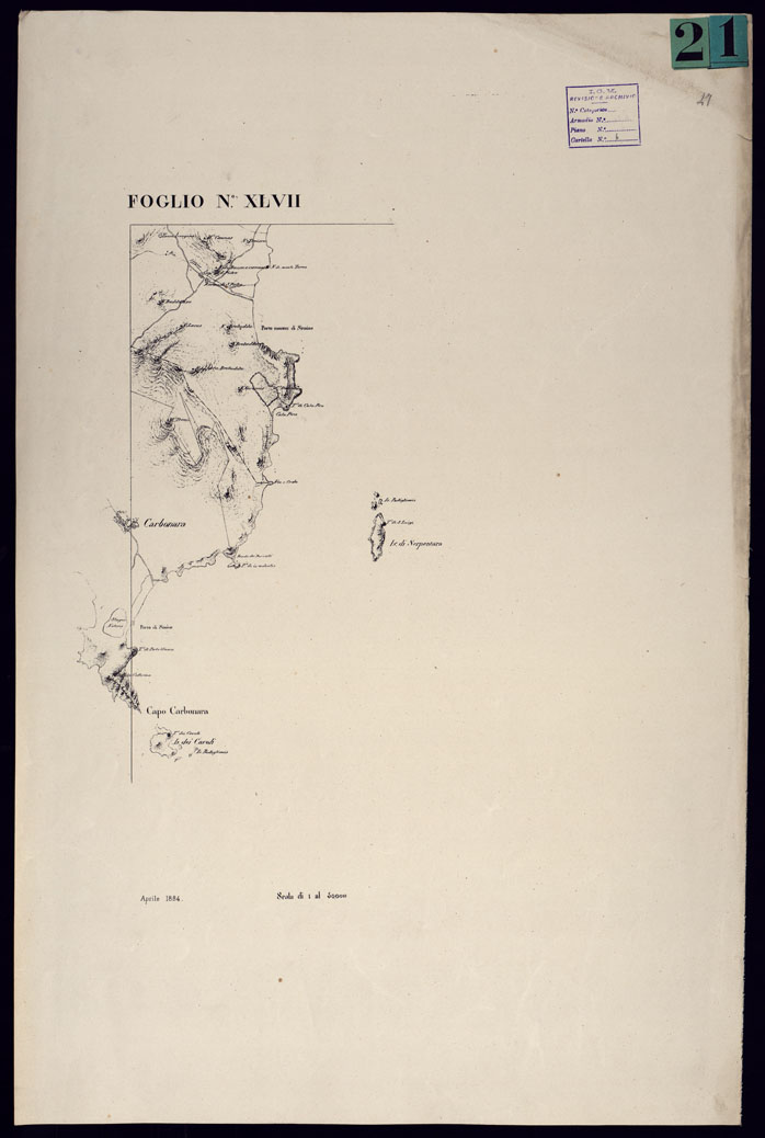 (N:23107) ATLANTE DELL'ISOLA DI SARDEGNA - FOGLIO XLVII T. DEI CAVOLI. (CA000745) Carte e stampe antiche: riproduzione a colori su carta (formato A1)