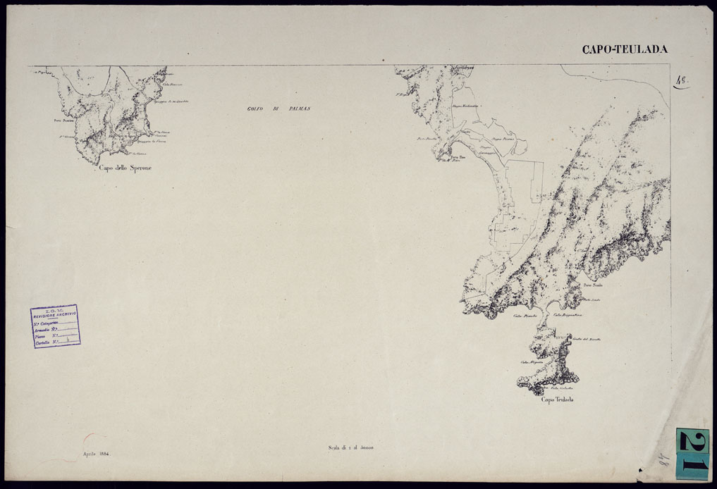 (N:23108) ATLANTE DELL'ISOLA DI SARDEGNA - FOGLIO 48 CAPO TEULADA (CA000746) Carte e stampe antiche: riproduzione a colori su carta (formato A1)