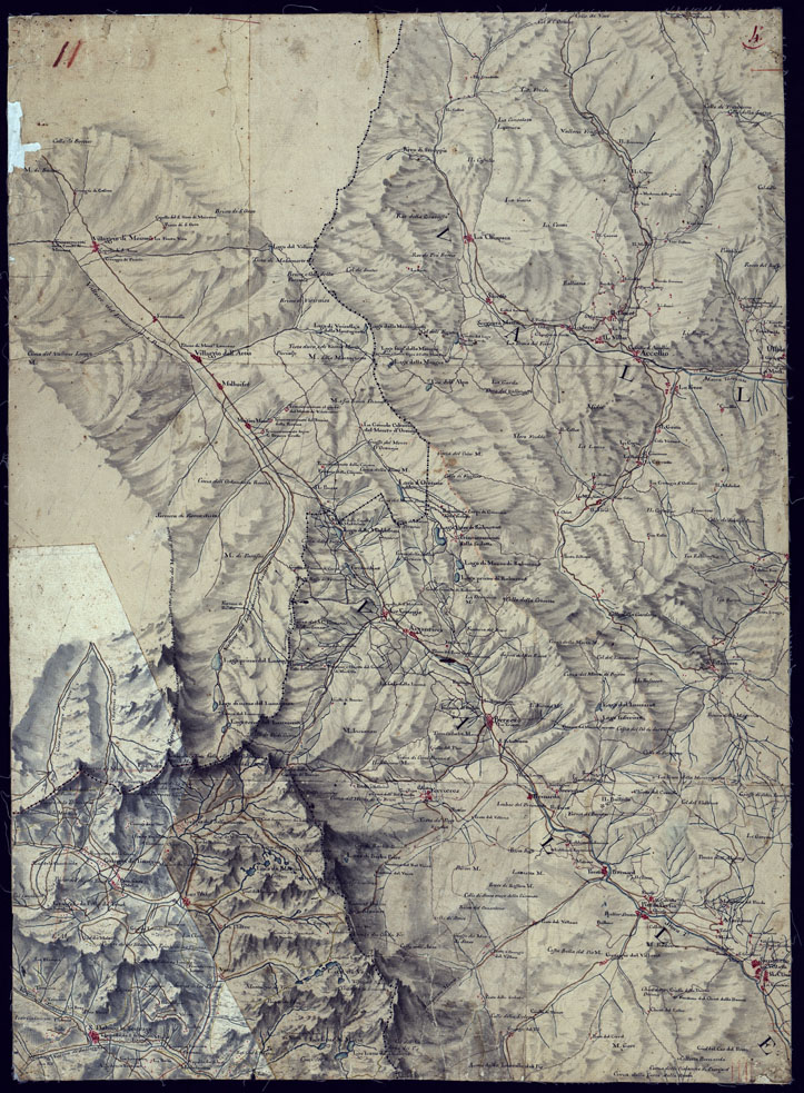 (N:23120) CARTA DEL VERSANTE ORIENTALE DEL ALPI TRA MONVISO E L'ENCIASTRAIA - FOGLIO 4. (CA000762) Carte e stampe antiche: riproduzione a colori su carta (formato A1)