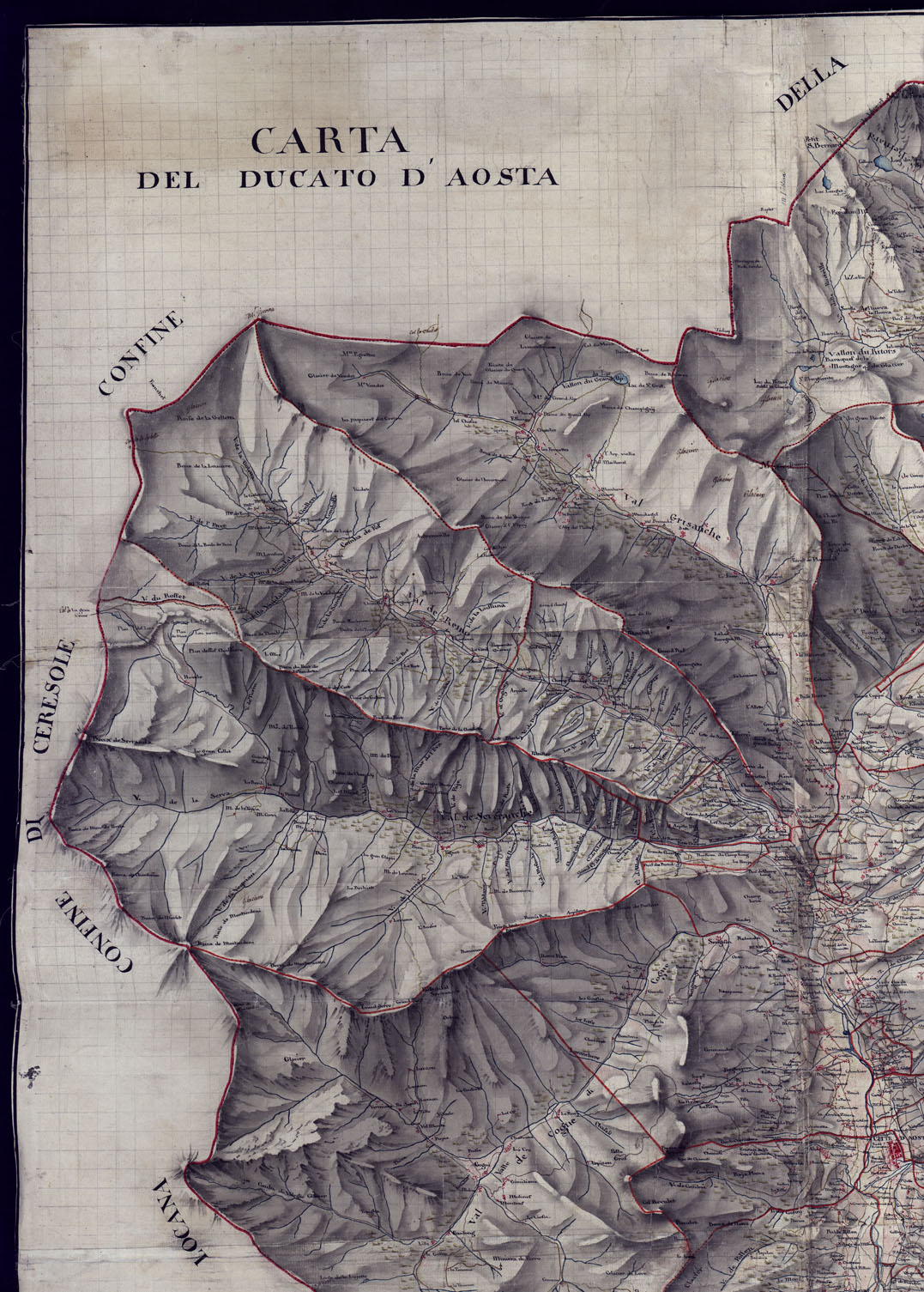 (N:8300) CARTA DEL DUCATO D'AOSTA (CA000785, CA000786, CA000788, CA000787) Carte e stampe antiche: riproduzione a colori su carta (formato A1)