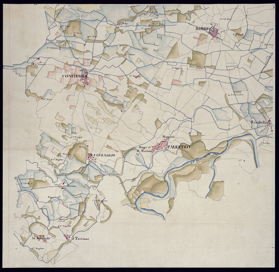 (N:15513) CARTA TOPOGRAFICA DI PARTE DELLA LOMELLINA - FOGLIO 4. (CA000834) Carte e stampe antiche: riproduzione a colori su carta (formato A1)