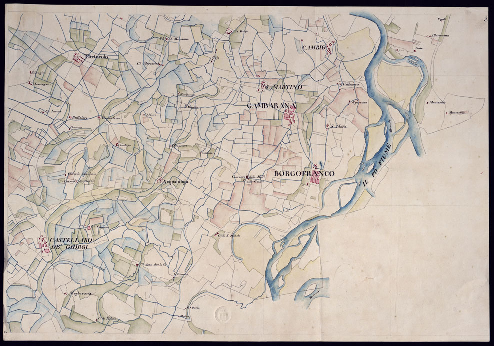 (N:14412) CARTA TOPOGRAFICA DI PARTE DELLA LOMELLINA - FOGLIO 8. (CA000838) Carte e stampe antiche: riproduzione a colori su carta (formato A1)