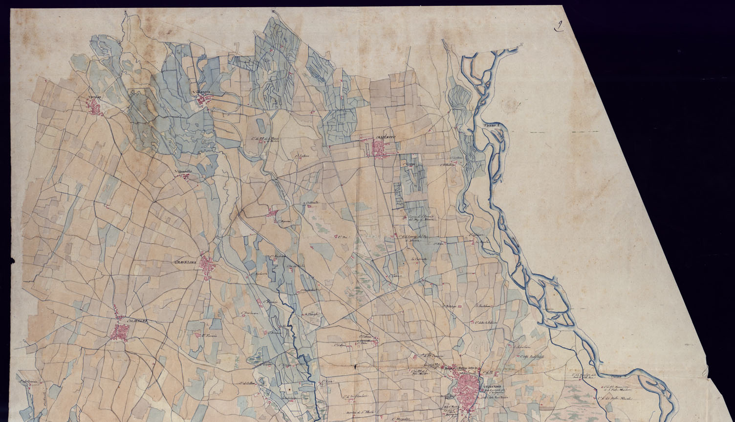 (N:23167) CARTA TOPOGRAFICA DELLA PROVINCIA DI MORTARA - FOGLIO 9. (CA000839, CA000840, CA000841) Carte e stampe antiche: riproduzione a colori su carta (formato A1)