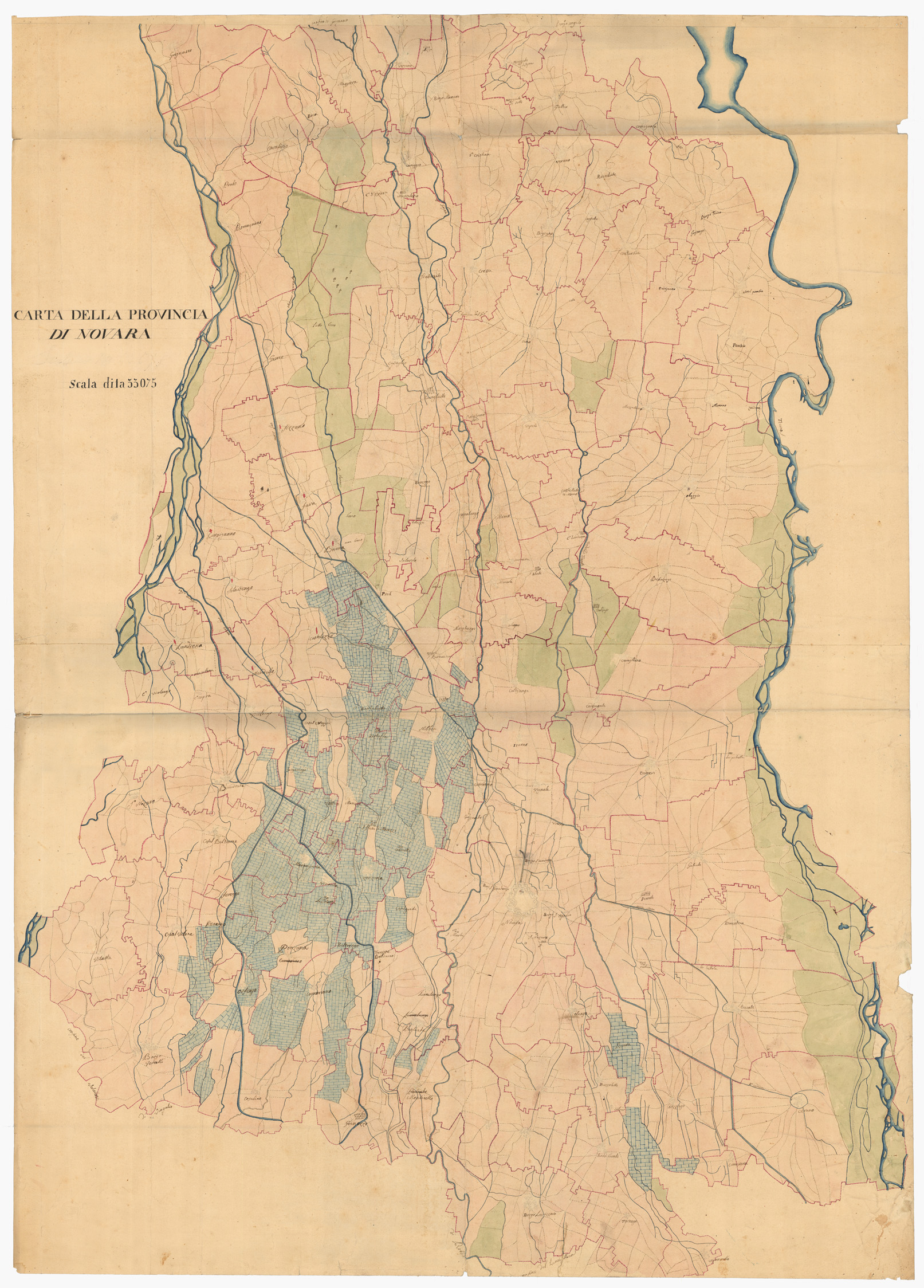 (N:23169) CARTA DELLA PROVINCIA DI NOVARA (CA000852) Carte e stampe antiche: riproduzione a colori su carta (formato A1)
