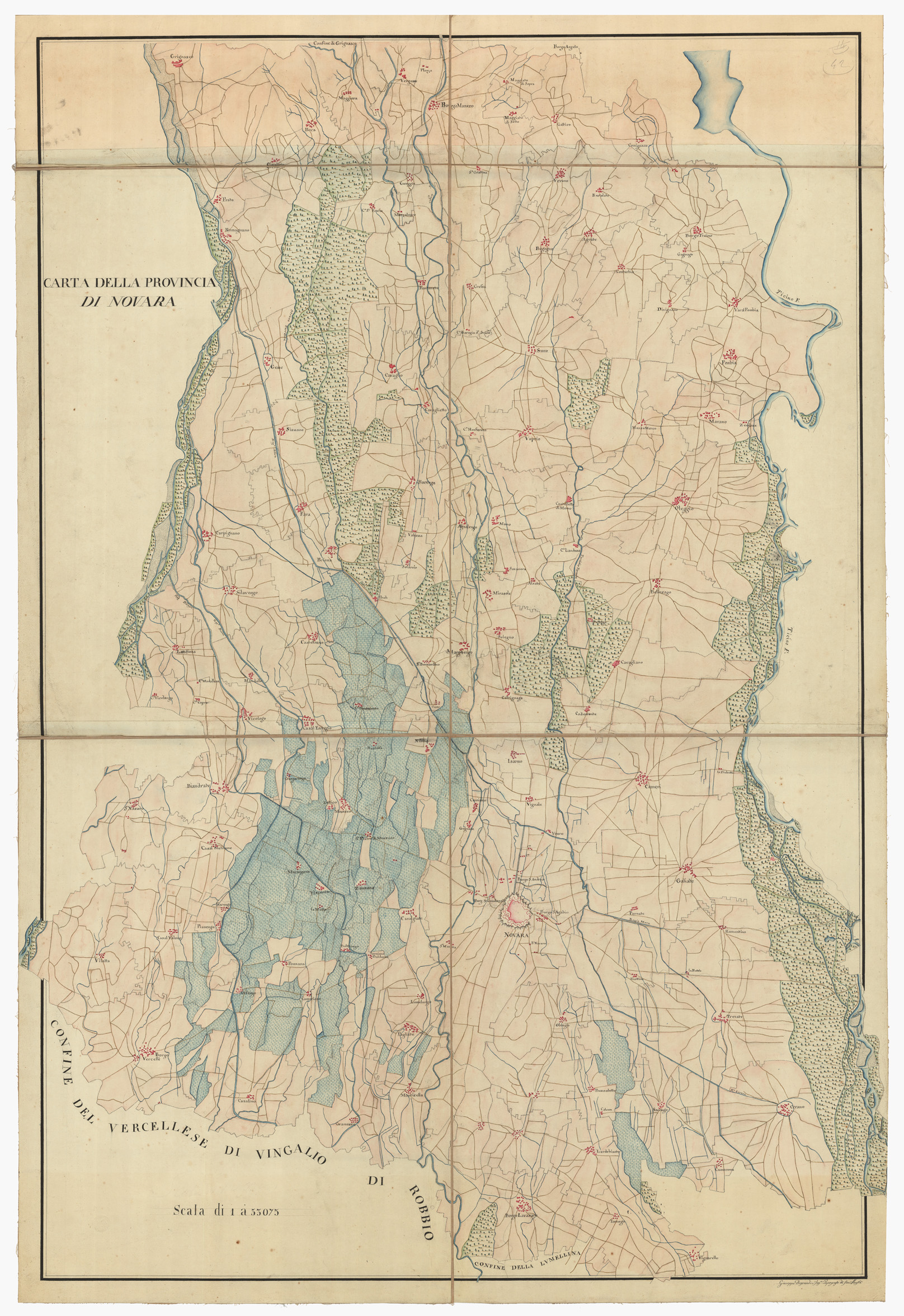 (N:8295) CARTA DELLA PROVINCIA DI NOVARA (CA000854) Carte e stampe antiche: riproduzione a colori su carta (formato A1)