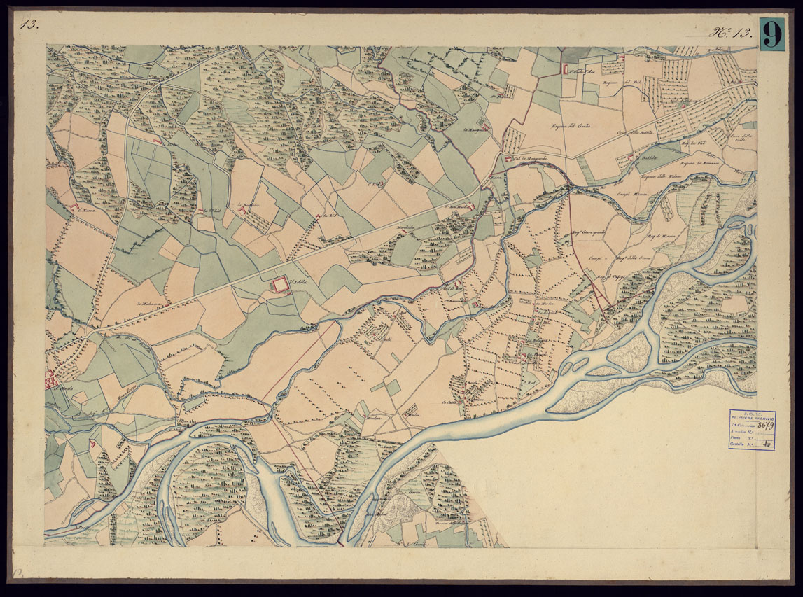 (N:13199) CARTA TOPOGRAFICA CHE SI ESTENDE SULLE PROVINCIE DI TORINO ED IN GRAN PARTE DEL CANAVESE - FOGLIO 13. (CA000870) Carte e stampe antiche: riproduzione a colori su carta (formato A1)