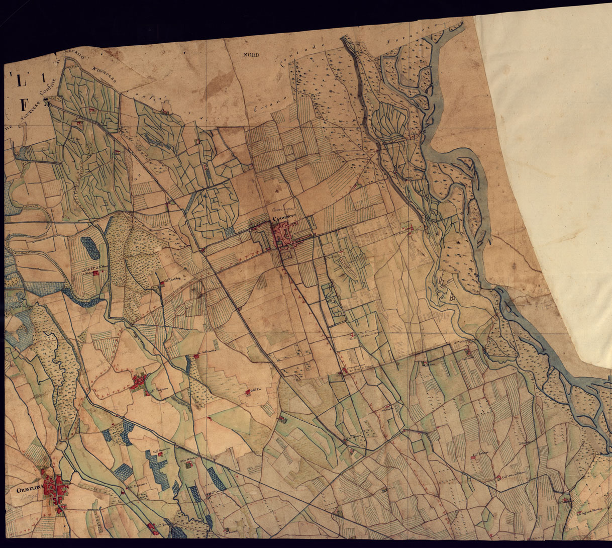 (N:14411) CARTA TOPOGRAFICA DELLA PROVINCIA DI MORTARA - FOGLIO 3 FRONTE/RETRO. (CA000900, CA000901, CA000902, CA000903) Carte e stampe antiche: riproduzione a colori su carta (formato A1)