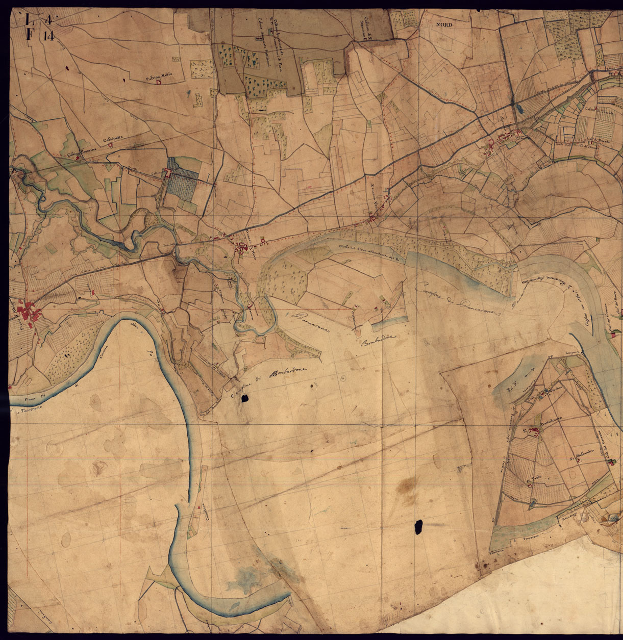 (N:14374) CARTA TOPOGRAFICA DELLA PROVINCIA DI MORTARA - FOGLIO 14 FRONTE/RETRO. (CA000938, CA000939, CA000940, CA000941) Carte e stampe antiche: riproduzione a colori su carta (formato A1)
