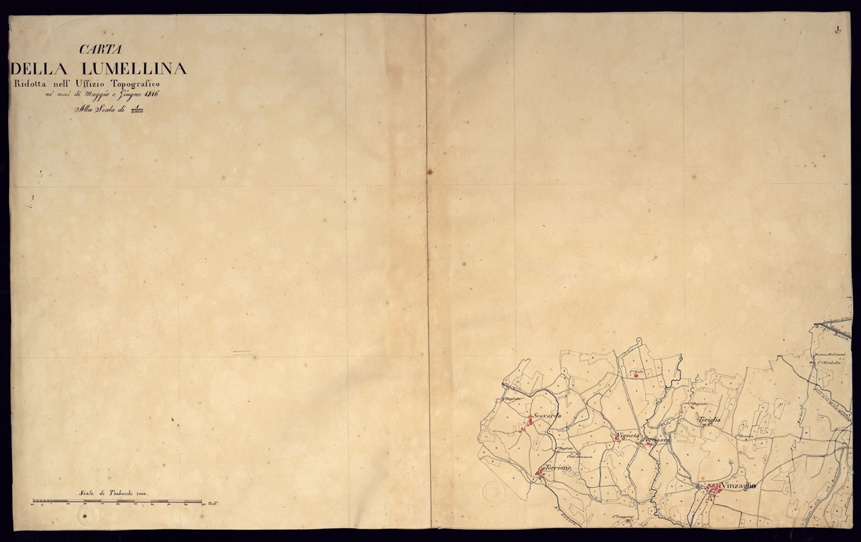 (N:10939) CARTA DELLA LUMELLINA RIDOTTA NELL'UFFICIO TOPOGRAFICO NE' MESI DI MAGGIO E GIUGNO 1816 - FOGLIO 1 (CA000955) Carte e stampe antiche: riproduzione a colori su carta (formato A1)