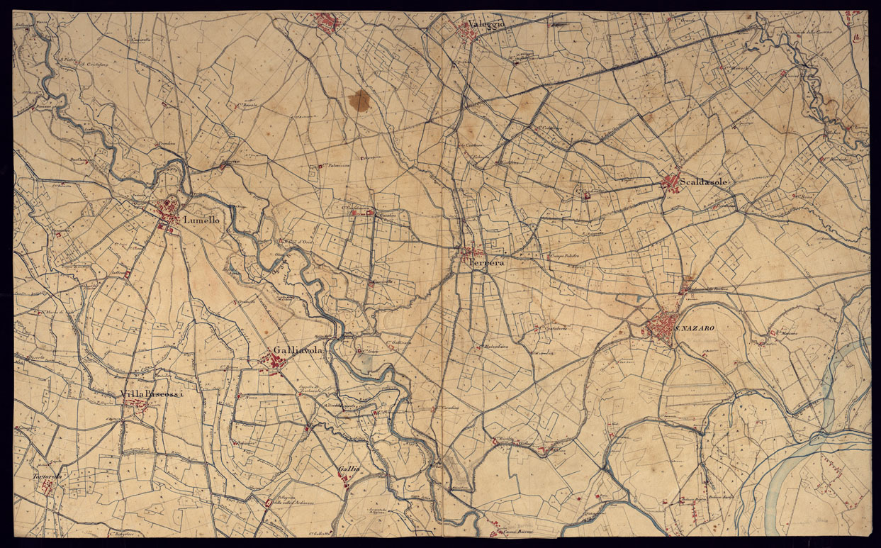 (N:10907) CARTA DELLA LUMELLINA RIDOTTA NELL'UFFICIO TOPOGRAFICO NE' MESI DI MAGGIO E GIUGNO 1816 - FOGLIO 14. (CA000968) Carte e stampe antiche: riproduzione a colori su carta (formato A1)