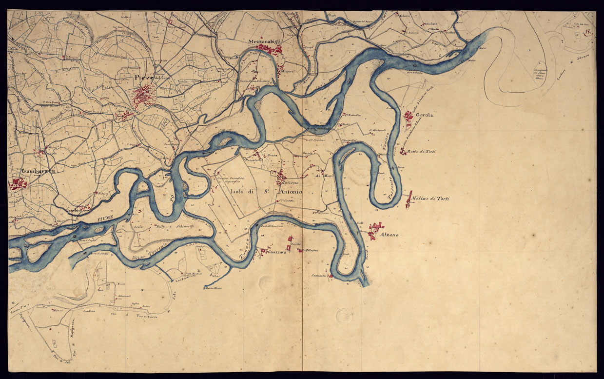 (N:10896) CARTA DELLA LUMELLINA RIDOTTA NELL'UFFICIO TOPOGRAFICO NE' MESI DI MAGGIO E GIUGNO 1816 - FOGLIO 18. (CA000972) Carte e stampe antiche: riproduzione a colori su carta (formato A1)