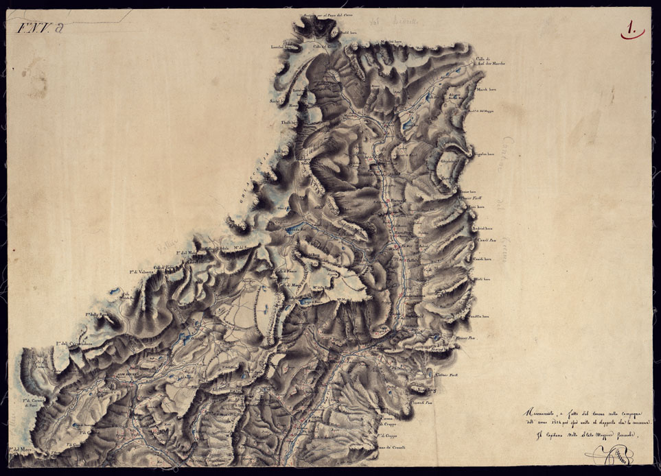 (N:23181) LEVATE TOPOGRAFICHE DELL'ALTO E BASSO NOVARESE - FOGLIO 1. (CA000975) Carte e stampe antiche: riproduzione a colori su carta (formato A1)