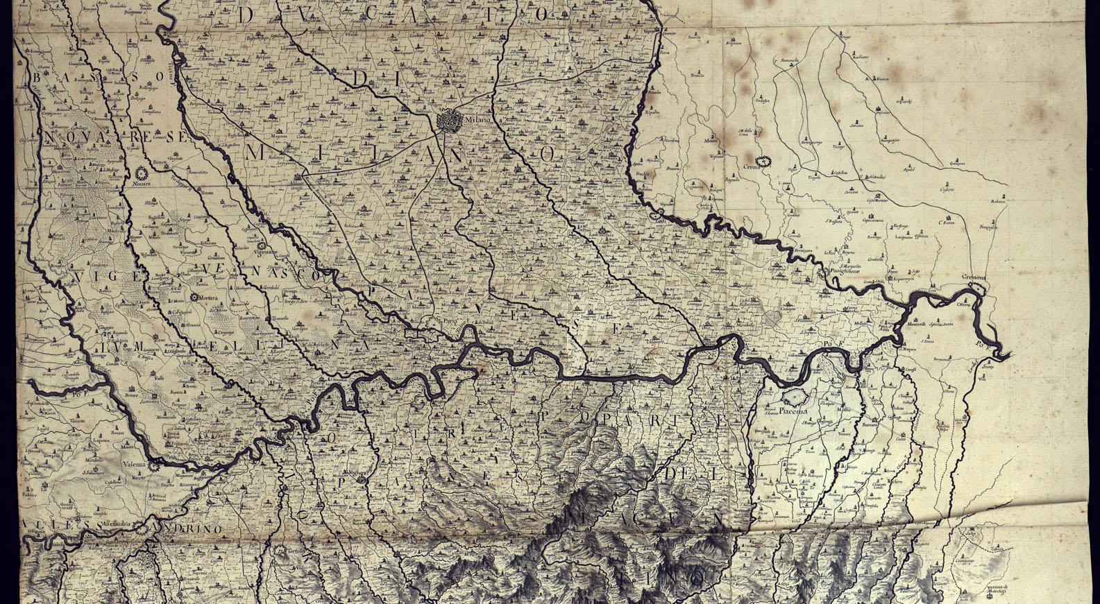 (N:8301) CARTA GEOGRAFICA DI PARTE DELLI STATI DI S.M. ALL'ORIENTE DEL PIEMONTE, DI TUTTO IL MILANESE IL PIACENTINO; E PARTE DELLA RIVIERA DEL LEVANTE DI GENOVA FATTA COI RIGLIEVI PER LA CORREZIONE DEL BORGOGNO QUANDO SI E' STAMPATO NELL'1783. (CA001003, CA001004, CA001005) Carte e stampe antiche: riproduzione a colori su carta (formato A1)