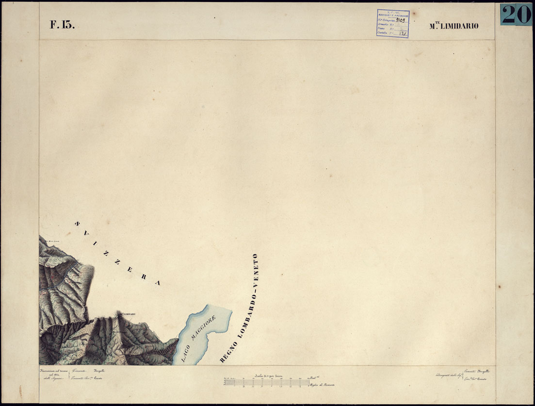 (N:12900) CARTA TOPOGRAFICA DEGLI STATI DI TERRA FERMA DI S.S.R.M. CARLO ALBERTO RE DI SARDEGNA FATTA DAL CORPO DELLO STATO MAGGIORE COMANDATO DAL TEN.TE GEN.LE B.NE DI MONTHOUX ALLA SCALA DI 1 50.000 1831 - FOGLIO F.13 M. LIMIDARIO. (CA001017) Carte e stampe antiche: riproduzione a colori su carta (formato A1)