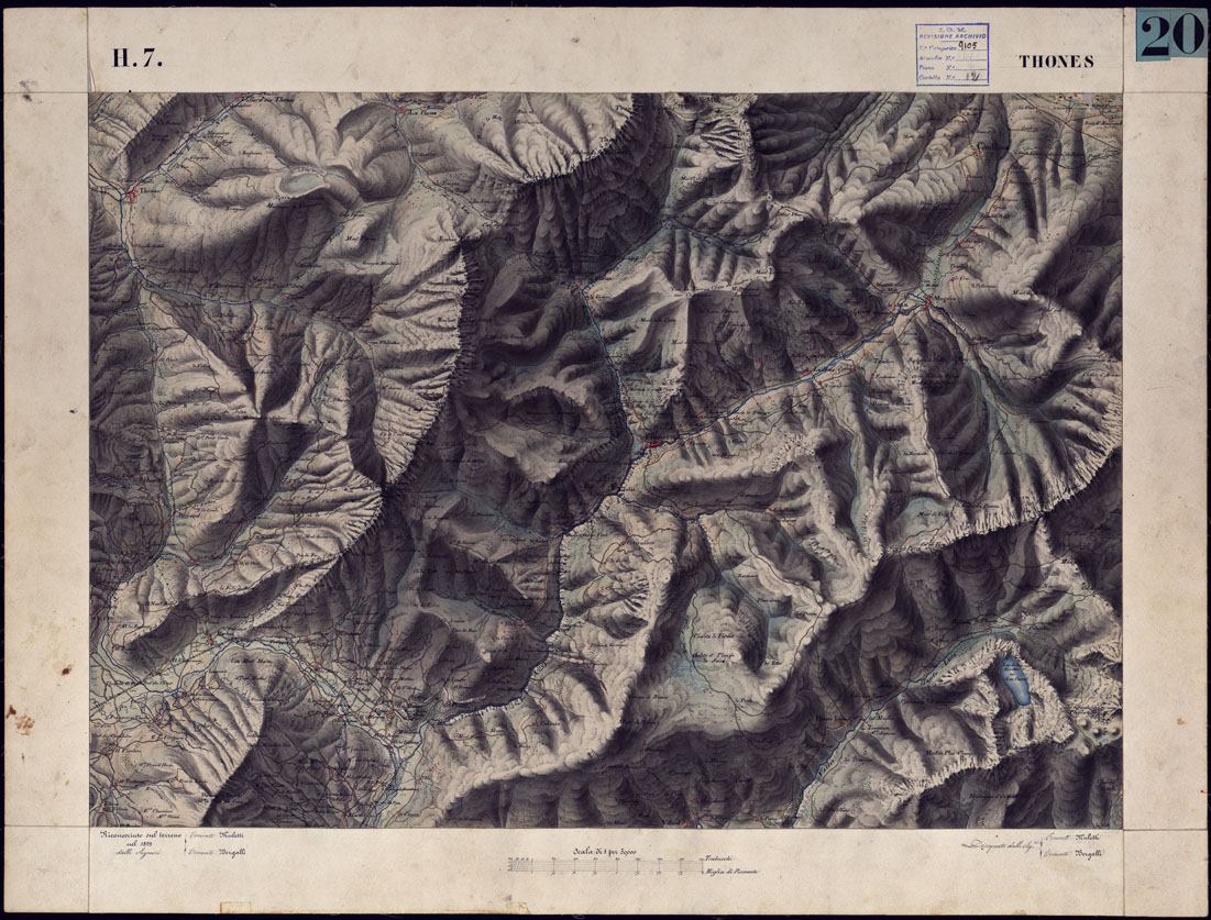 (N:12865) CARTA TOPOGRAFICA DEGLI STATI DI TERRA FERMA DI S.S.R.M. CARLO ALBERTO RE DI SARDEGNA FATTA DAL CORPO DELLO STATO MAGGIORE COMANDATO DAL TEN.TE GEN.LE B.NE DI MONTHOUX ALLA SCALA DI 1 50.000 1831 - FOGLIO H.7 THONES. (CA001028) Carte e stampe antiche: riproduzione a colori su carta (formato A1)