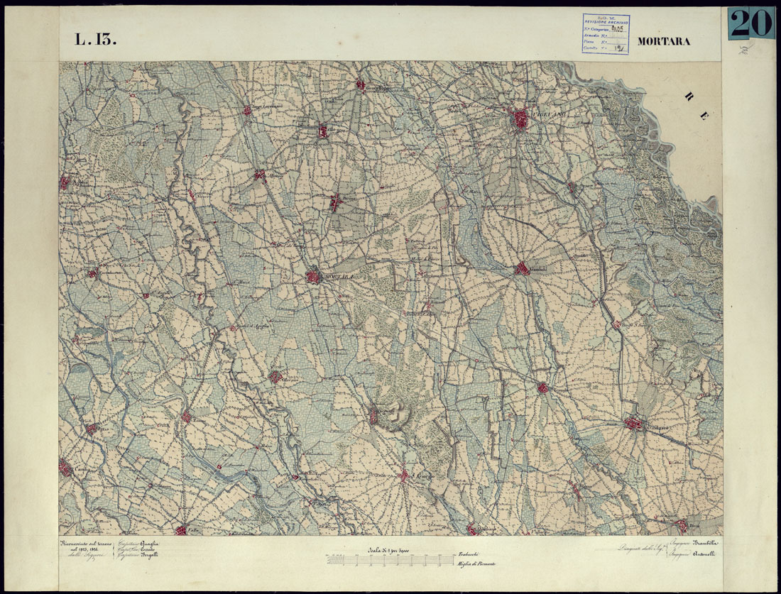 (N:11597) CARTA TOPOGRAFICA DEGLI STATI DI TERRA FERMA DI S.S.R.M. CARLO ALBERTO RE DI SARDEGNA FATTA DAL CORPO DELLO STATO MAGGIORE COMANDATO DAL TEN.TE GEN.LE B.NE DI MONTHOUX ALLA SCALA DI 1 50.000 1831 - FOGLIO L.13 MORTARA. (CA001061) Carte e stampe antiche: riproduzione a colori su carta (formato A1)