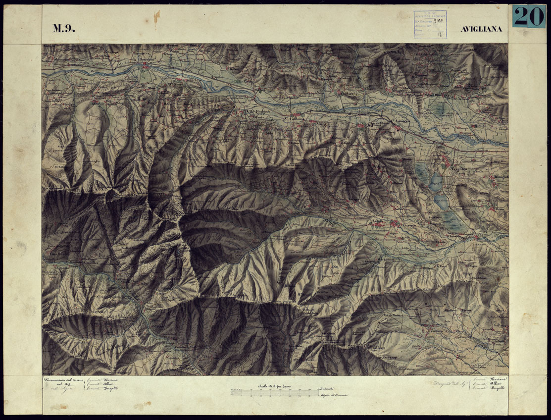 (N:11576) CARTA TOPOGRAFICA DEGLI STATI DI TERRA FERMA DI S.S.R.M. CARLO ALBERTO RE DI SARDEGNA FATTA DAL CORPO DELLO STATO MAGGIORE COMANDATO DAL TEN.TE GEN.LE B.NE DI MONTHOUX ALLA SCALA DI 1 50.000 1831 - FOGLIO M.9 AVIGLIANA. (CA001067) Carte e stampe antiche: riproduzione a colori su carta (formato A1)