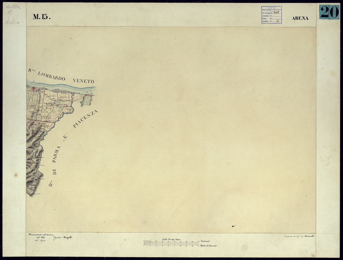 (N:11559) CARTA TOPOGRAFICA DEGLI STATI DI TERRA FERMA DI S.S.R.M. CARLO ALBERTO RE DI SARDEGNA FATTA DAL CORPO DELLO STATO MAGGIORE COMANDATO DAL TEN.TE GEN.LE B.NE DI MONTHOUX ALLA SCALA DI 1 50.000 1831 - FOGLIO M.15 ARENA. (CA001073) Carte e stampe antiche: riproduzione a colori su carta (formato A1)