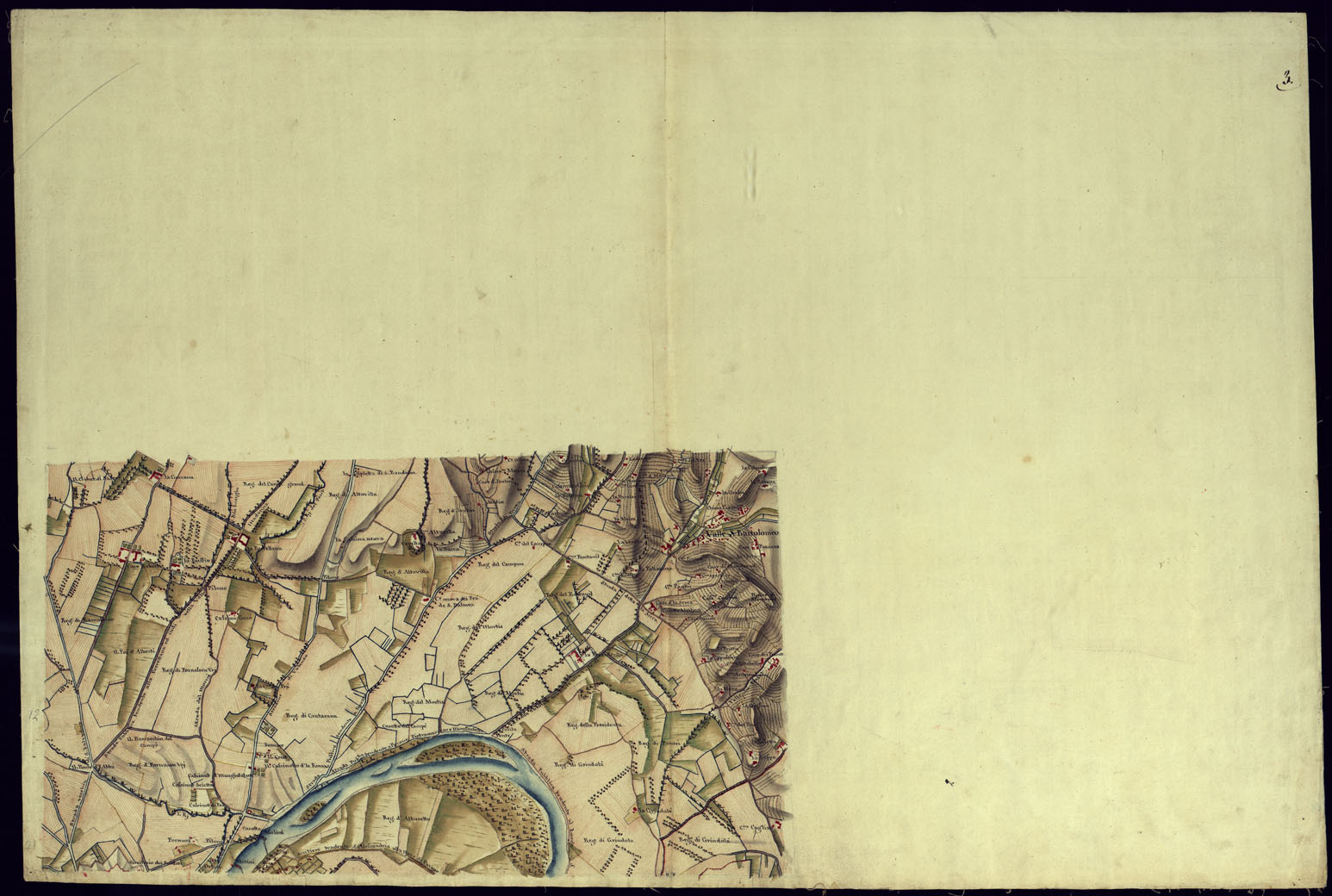 (N:13929) CARTA DI QUASI TUTTA L'EX PROVINCIA DI ACQUI E DI PARTE DI QUELLE DI MONDOVI', ALBA ED ALESSANDRIA - FOGLIO 3. (CA001331) Carte e stampe antiche: riproduzione a colori su carta (formato A1)