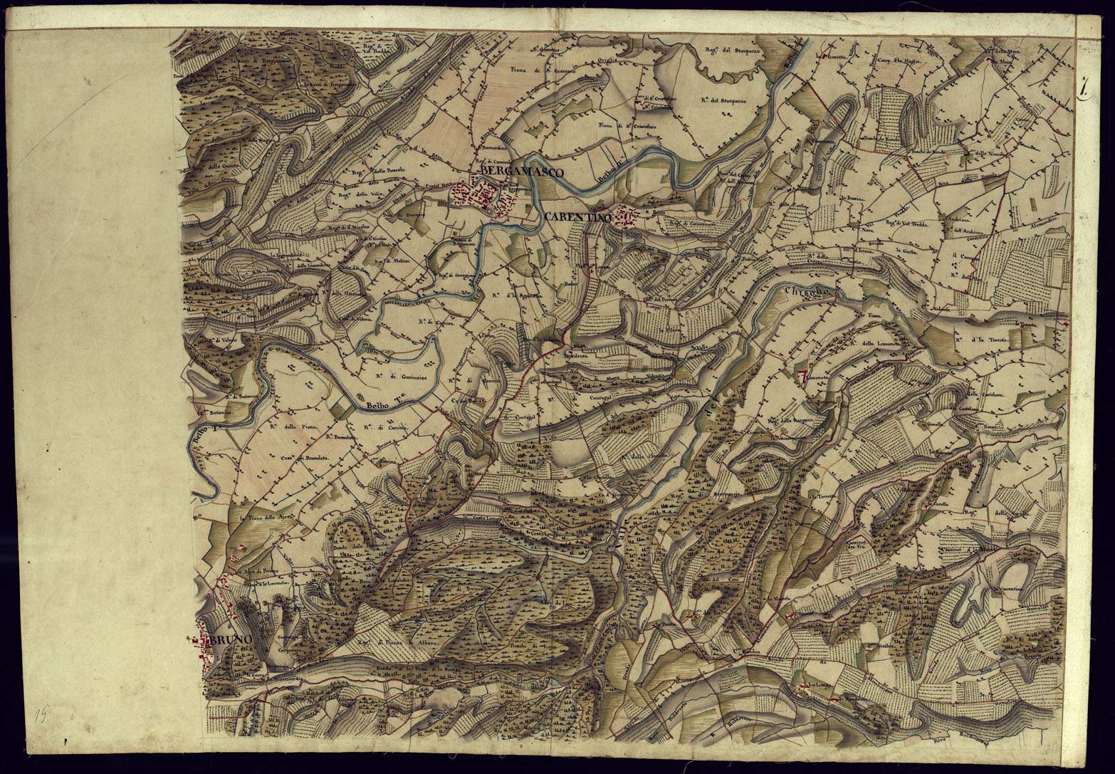 (N:14033) CARTA DI QUASI TUTTA L'EX PROVINCIA DI ACQUI E DI PARTE DI QUELLE DI MONDOVI', ALBA ED ALESSANDRIA - FOGLIO 7. (CA001335) Carte e stampe antiche: riproduzione a colori su carta (formato A1)