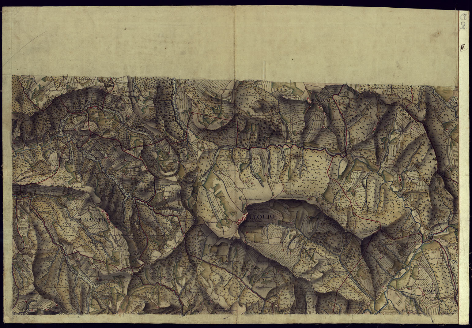 (N:13690) CARTA DI QUASI TUTTA L'EX PROVINCIA DI ACQUI E DI PARTE DI QUELLE DI MONDOVI', ALBA ED ALESSANDRIA - FOGLIO 17. (CA001345) Carte e stampe antiche: riproduzione a colori su carta (formato A1)