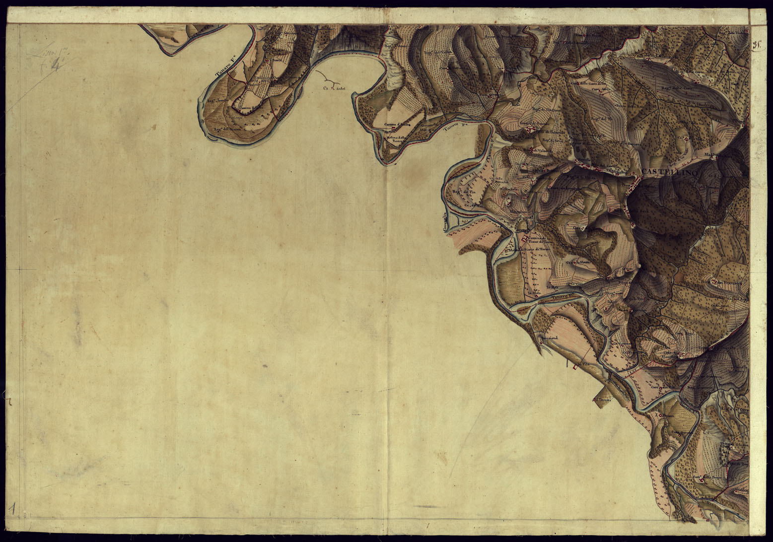 (N:14536) CARTA DI QUASI TUTTA L'EX PROVINCIA DI ACQUI E DI PARTE DI QUELLE DI MONDOVI', ALBA ED ALESSANDRIA - FOGLIO 35. (CA001363) Carte e stampe antiche: riproduzione a colori su carta (formato A1)