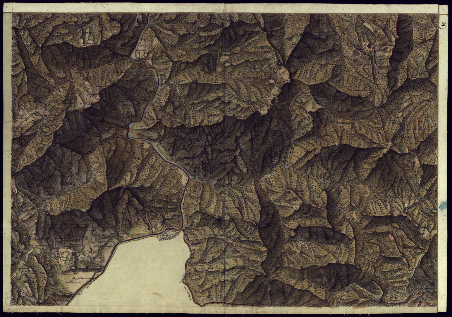 (N:405) CARTA DI QUASI TUTTA L'EX PROVINCIA DI ACQUI E DI PARTE DI QUELLE DI MONDOVI', ALBA ED ALESSANDRIA - FOGLIO 40. (CA001368) Carte e stampe antiche: riproduzione a colori su carta (formato A1)