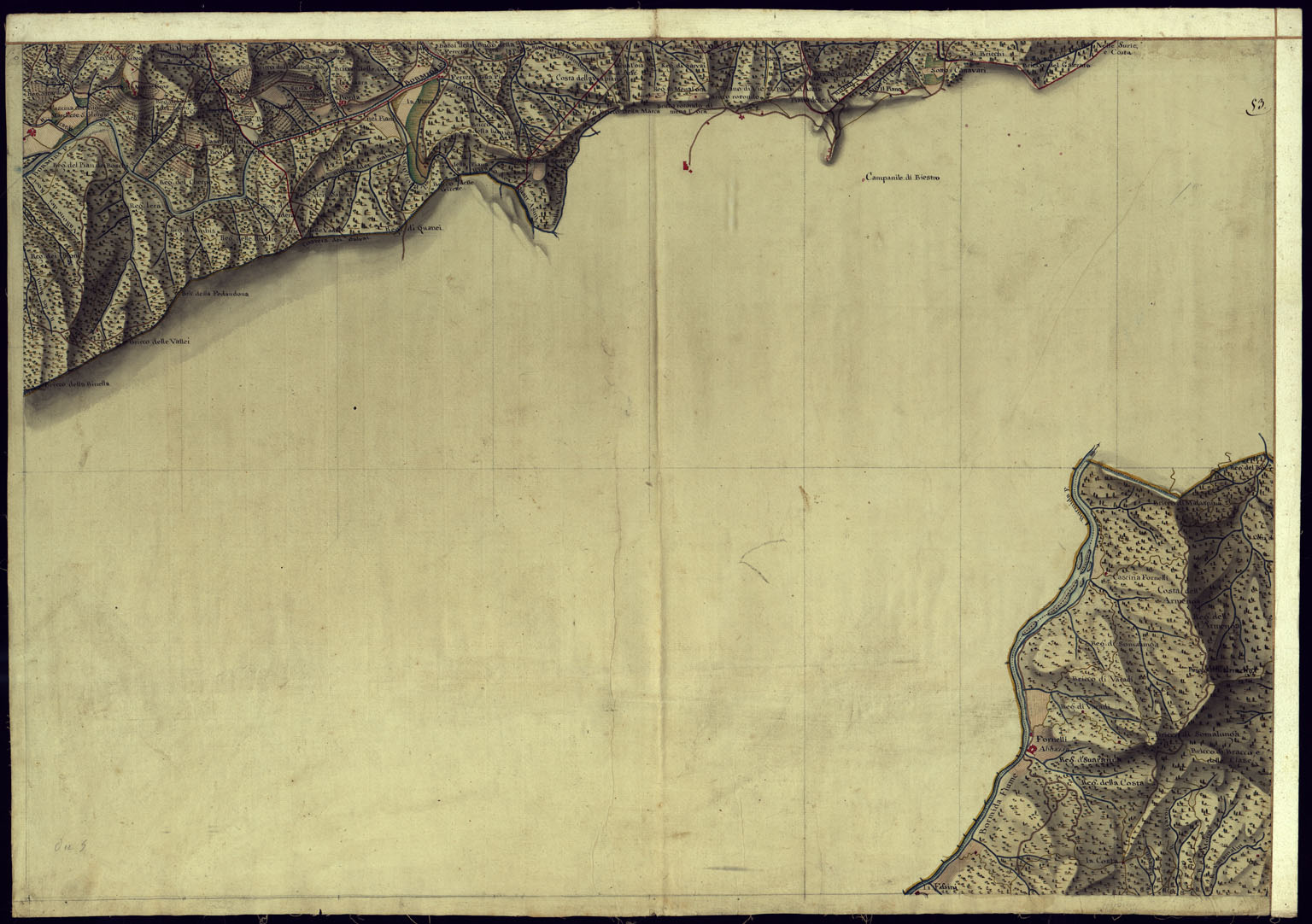(N:15691) CARTA DI QUASI TUTTA L'EX PROVINCIA DI ACQUI E DI PARTE DI QUELLE DI MONDOVI', ALBA ED ALESSANDRIA - FOGLIO 53. (CA001381) Carte e stampe antiche: riproduzione a colori su carta (formato A1)