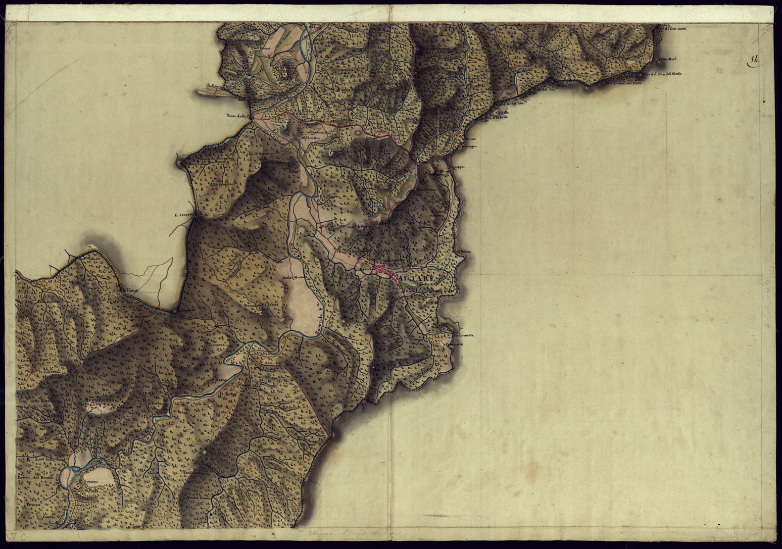 (N:15688) CARTA DI QUASI TUTTA L'EX PROVINCIA DI ACQUI E DI PARTE DI QUELLE DI MONDOVI', ALBA ED ALESSANDRIA - FOGLIO 54. (CA001382) Carte e stampe antiche: riproduzione a colori su carta (formato A1)