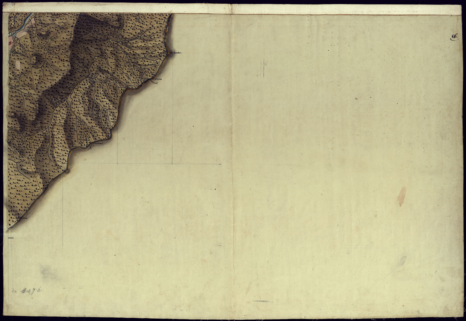 (N:8671) CARTA DI QUASI TUTTA L'EX PROVINCIA DI ACQUI E DI PARTE DI QUELLE DI MONDOVI', ALBA ED ALESSANDRIA - FOGLIO 56. (CA001384) Carte e stampe antiche: riproduzione a colori su carta (formato A1)