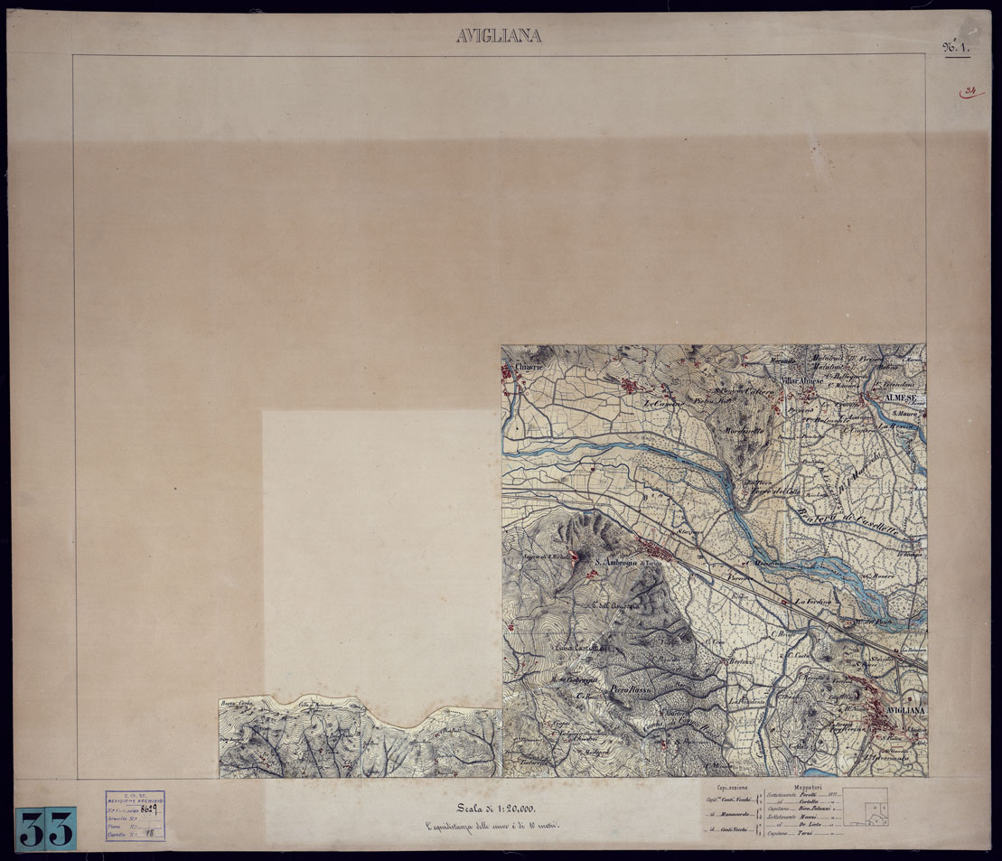 (N:3576) AVIGLIANA E DINTORNI - FOGLIO 1 AVIGLIANA. (CA001387) Carte e stampe antiche: riproduzione a colori su carta (formato A1)