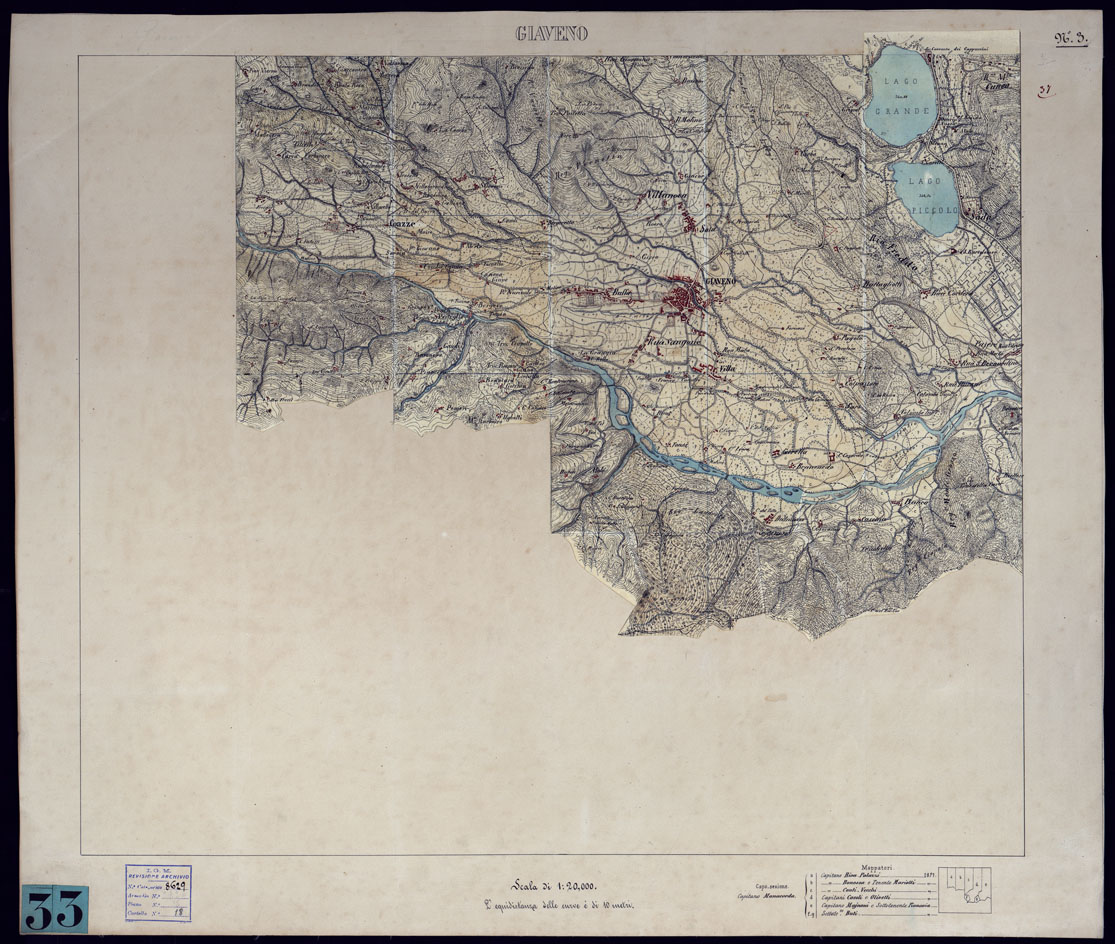 (N:3573) AVIGLIANA E DINTORNI - FOGLIO 3 GIAVENO. (CA001389) Carte e stampe antiche: riproduzione a colori su carta (formato A1)