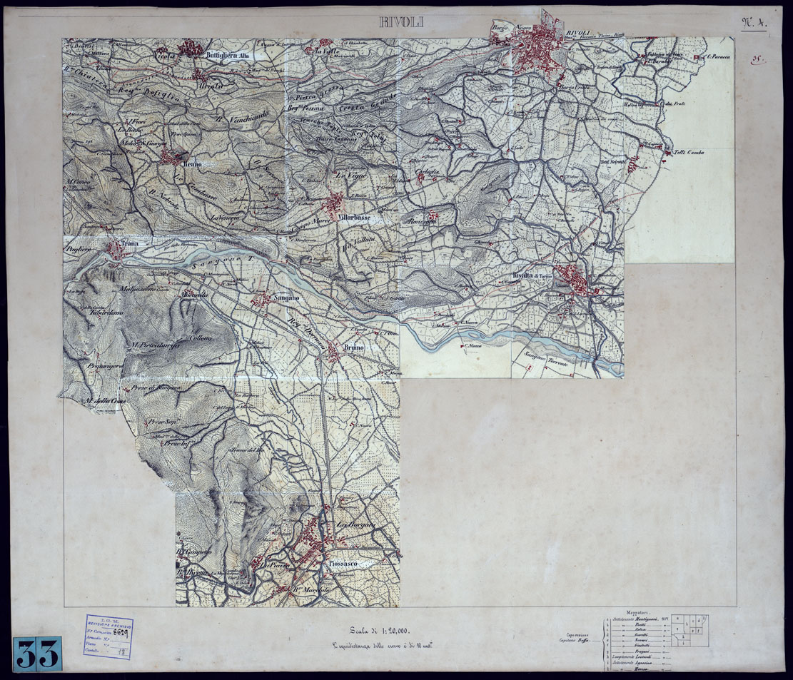 (N:3571) AVIGLIANA E DINTORNI - FOGLIO 4 RIVOLI. (CA001390) Carte e stampe antiche: riproduzione a colori su carta (formato A1)