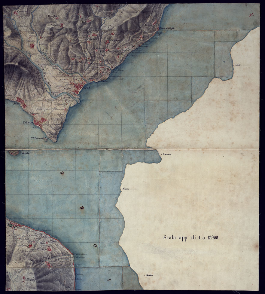 (N:23361) PIANO DI UNA PARTE DEL LAGO MAGGIORE COI TERRITORI DI CAMBIASCO, RONCO, PUNTA DI GHIFFA, MOGOGNINO. (CA001393) Carte e stampe antiche: riproduzione a colori su carta (formato A1)