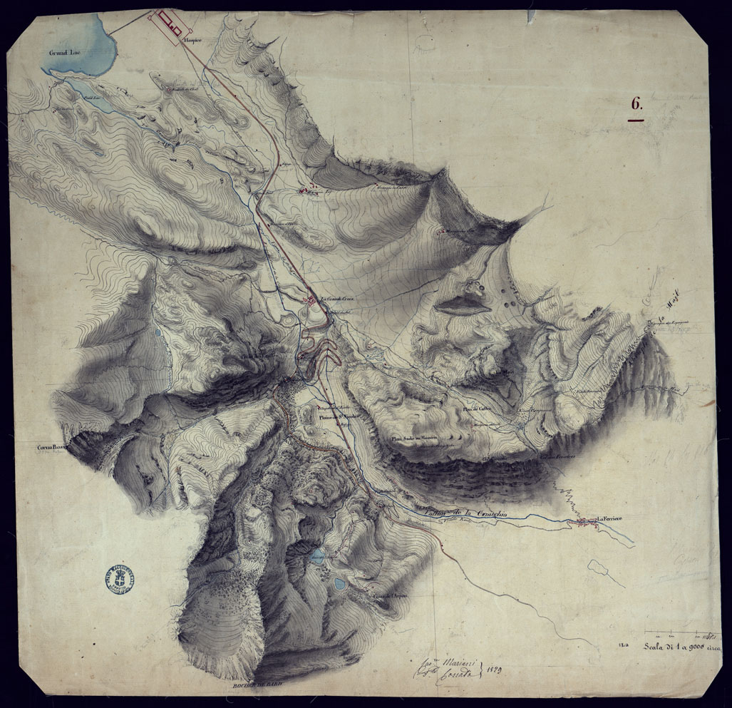 (N:17967) IL MONCENISIO DA LA FERRIERE ALL'HOSPICE.
 (CA001413) Carte e stampe antiche: riproduzione a colori su carta (formato A1)