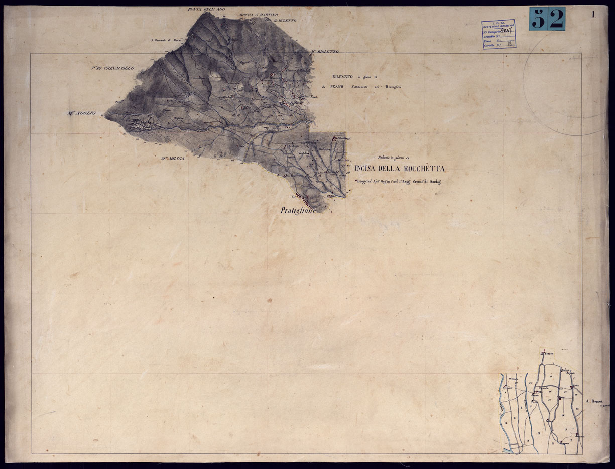 (N:23366) RIVARA E DINTORNI. FRAZIONI TAVOLETTE RILIEVO AL 20.000 - TAVOLA 1. (CA001419) Carte e stampe antiche: riproduzione a colori su carta (formato A1)