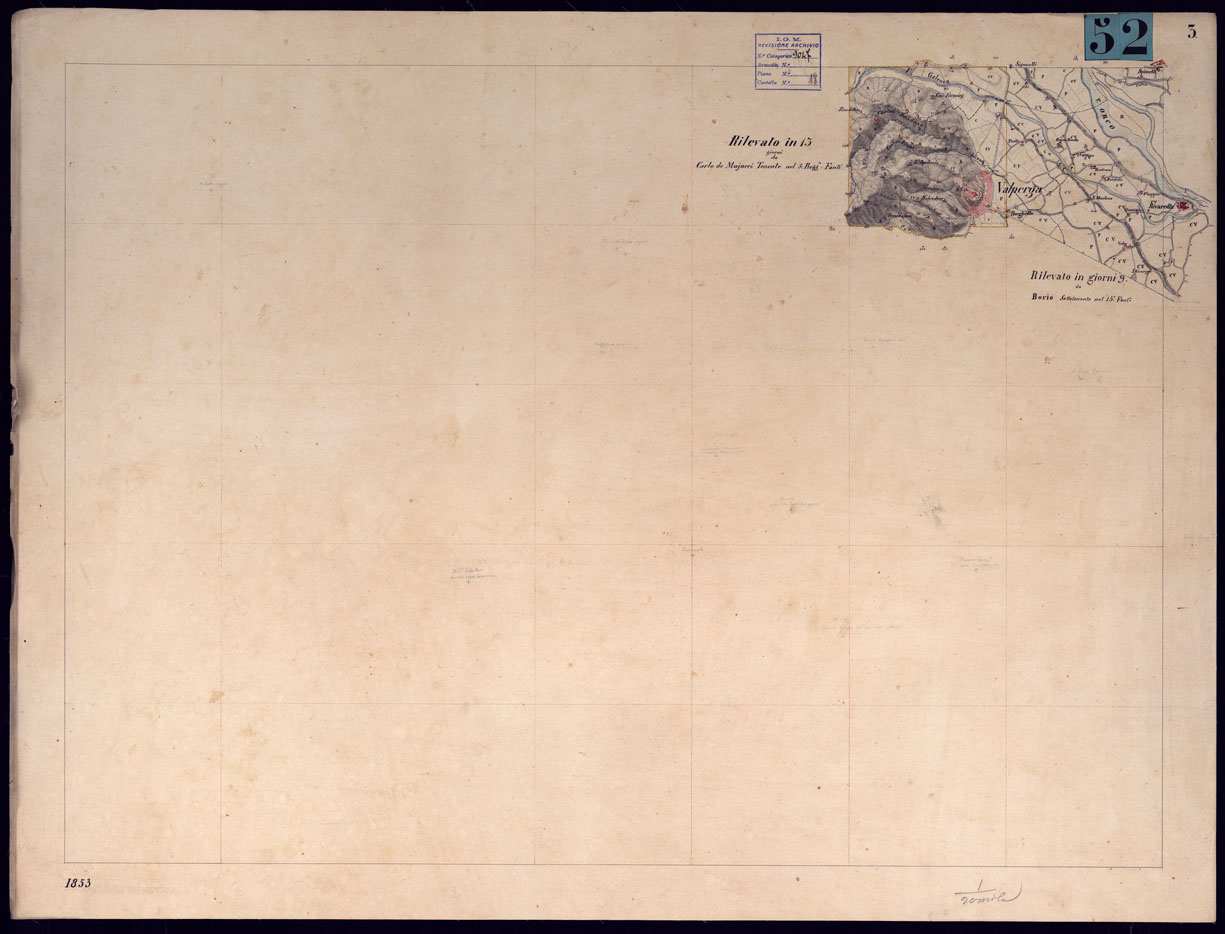 (N:23368) RIVARA E DINTORNI. FRAZIONI TAVOLETTE RILIEVO AL 20.000 - TAVOLA 3. (CA001421) Carte e stampe antiche: riproduzione a colori su carta (formato A1)