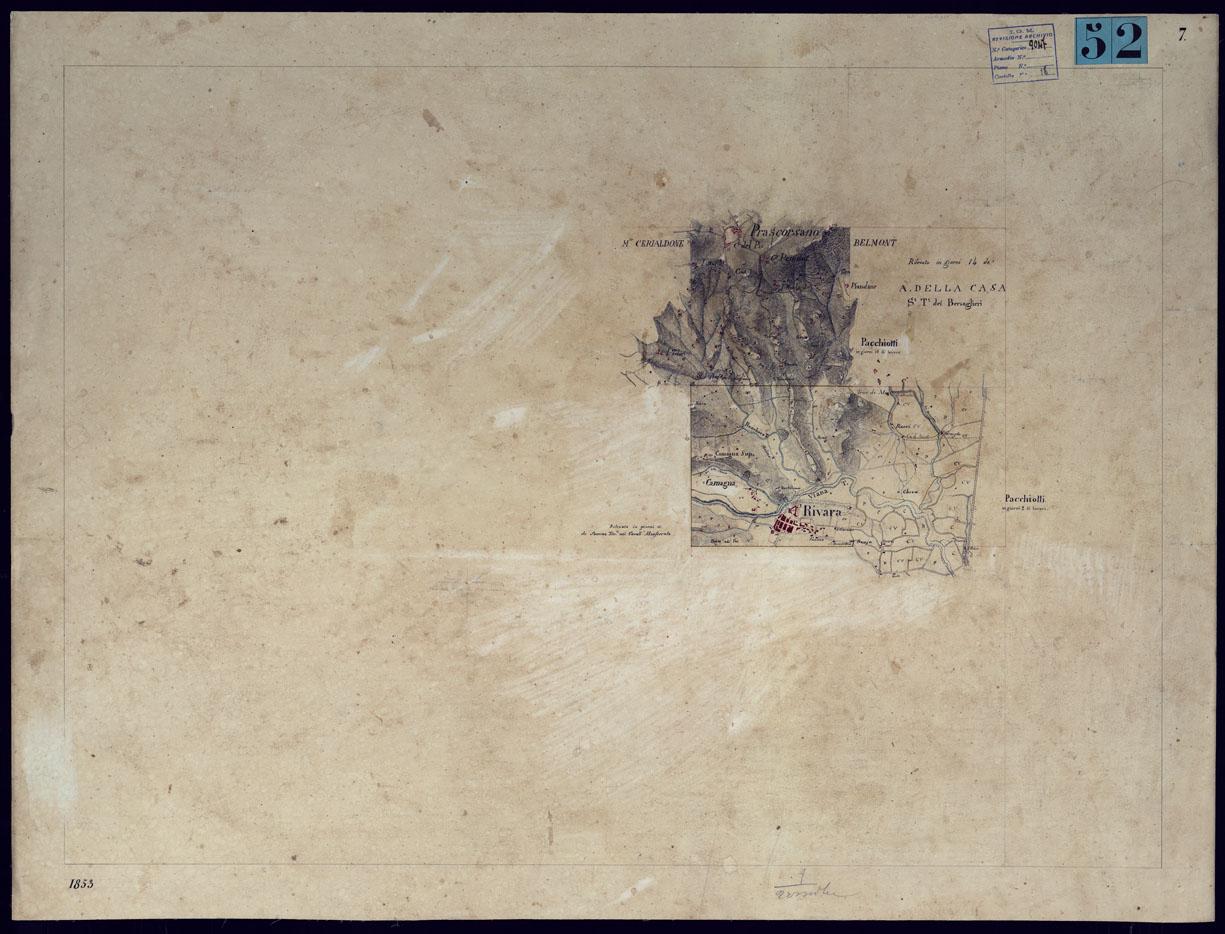 (N:23374) RIVARA E DINTORNI. FRAZIONI TAVOLETTE RILIEVO AL 20.000 - TAVOLA 7. (CA001425) Carte e stampe antiche: riproduzione a colori su carta (formato A1)