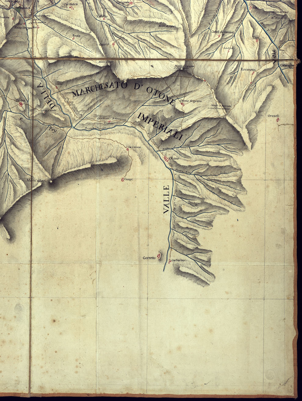 (N:15686) RIDUZIONE DELLA FRONTIERA DEL BOBBIESE OLTRE PO TORTONESE DAL CONFLUENTE DEL TORRENTE AUTO NELLA TREBBIA PER SINO ALLA MADO.NA DEL M. SERRAVALLE - FOGLIO 1 E RETRO. (CA001435, CA001431, CA001432, CA001433, CA001434) Carte e stampe antiche: riproduzione a colori su carta (formato A1)