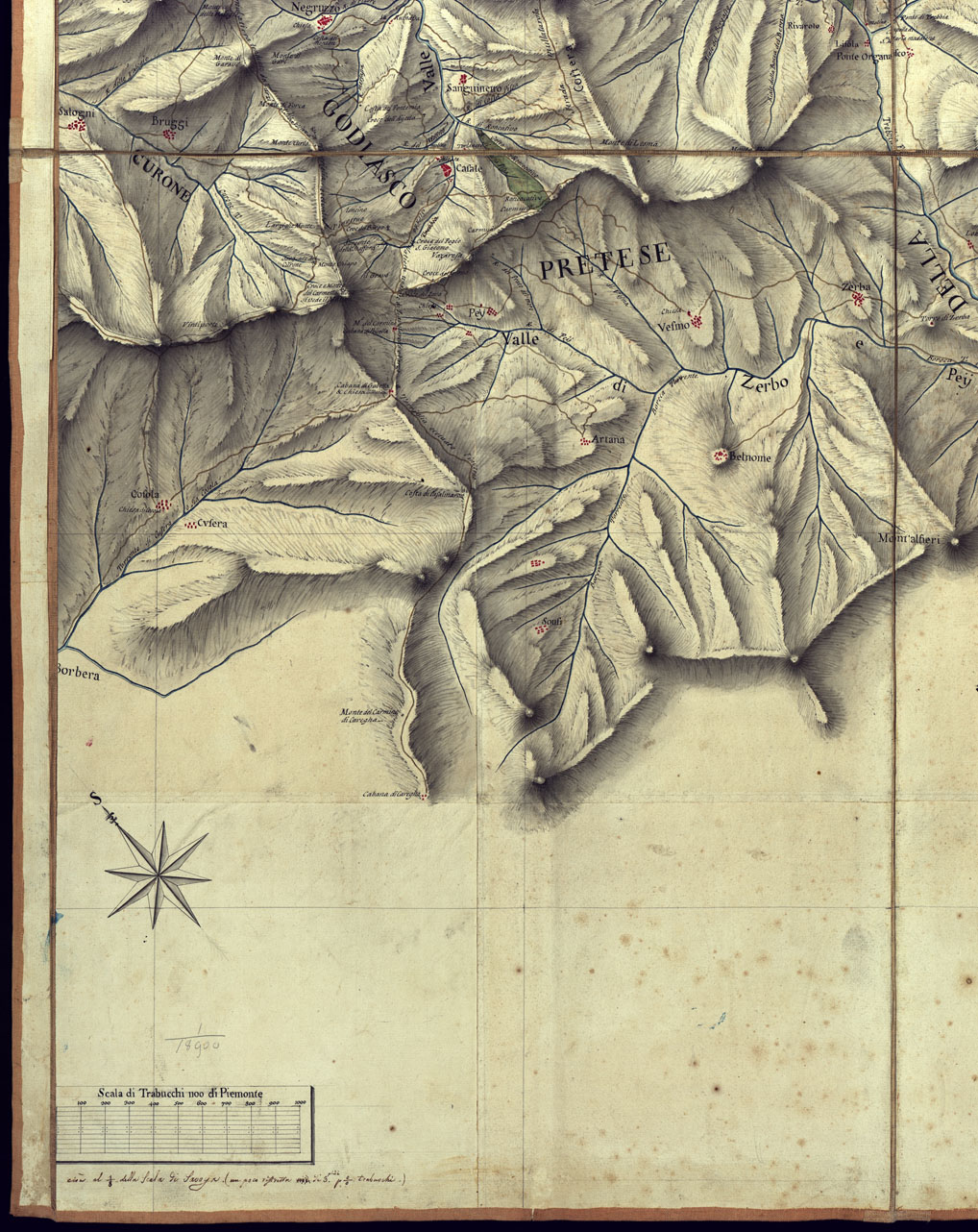 (N:15686) RIDUZIONE DELLA FRONTIERA DEL BOBBIESE OLTRE PO TORTONESE DAL CONFLUENTE DEL TORRENTE AUTO NELLA TREBBIA PER SINO ALLA MADO.NA DEL M. SERRAVALLE - FOGLIO 1 E RETRO. (CA001435, CA001431, CA001432, CA001433, CA001434) Carte e stampe antiche: riproduzione a colori su carta (formato A1)